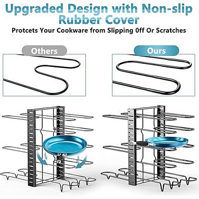 Pots and Pans Organizer Rack - 8 Tier Adjustable Kitchen Cabinet Storage