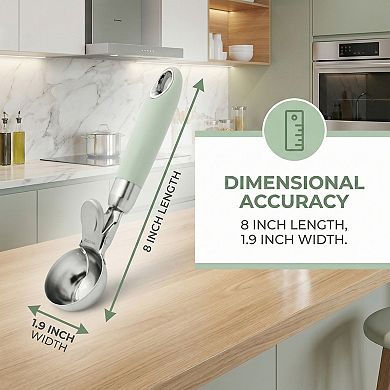 Ice Cream Scoop, 1 Pcs Stainless Steel Hangable Comfortable Ergonomic Handle 8x1.9Inch