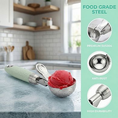 Ice Cream Scoop, 1 Pcs Stainless Steel Hangable Comfortable Ergonomic Handle 8x1.9Inch
