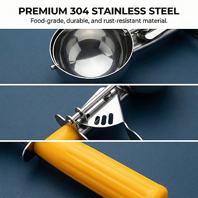 Ice Cream Scoop, 1 Pcs Stainless Steel Ice Cream Scooper, Ergonomic Handle 7.9x2.1Inch