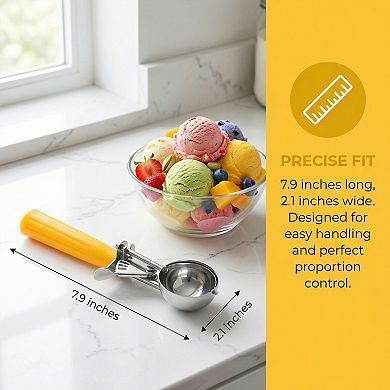 Ice Cream Scoop, 1 Pcs Stainless Steel Ice Cream Scooper, Ergonomic Handle 7.9x2.1Inch