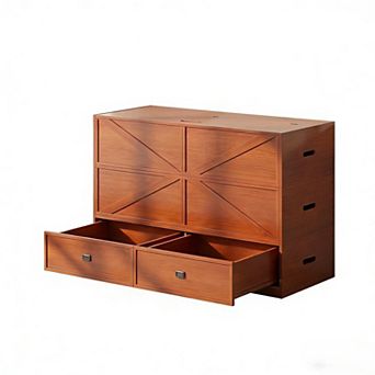 Mjkone 3-in-1 Convertible Murphy Bed with Storage & Mattress