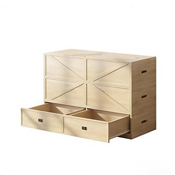 Mjkone 3-in-1 Convertible Murphy Bed with Storage & Mattress