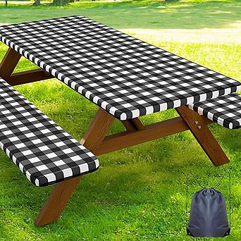 Waterproof Fitted Tablecloth with Bench Covers, Elastic, Washable, Durable