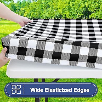 Waterproof Fitted Tablecloth with Bench Covers, Elastic, Washable, Durable