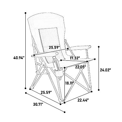 High Back Heavy Duty Lawn Chair 3 Recline Positions with Cup Holder