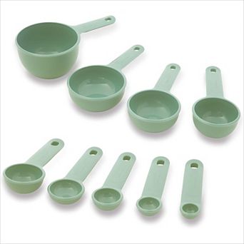 Soft Grip Measuring Set 9 pc Pistachio, Easy Read Nesting Dishwasher Safe