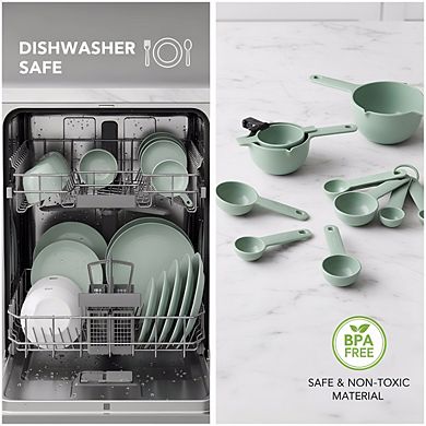 Soft Grip Measuring Set 9-Piece Pistachio, Easy Read Nesting Dishwasher Safe