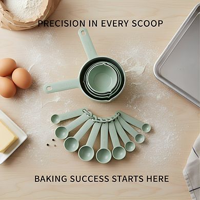 Soft Grip Measuring Set 9-Piece Pistachio, Easy Read Nesting Dishwasher Safe