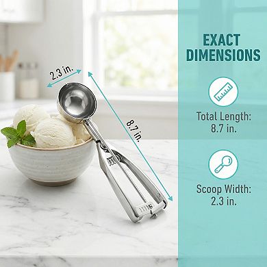 Ice Cream Scoop, 1 Pcs Stainless Steel Ice Cream Scooper, Easy Release, Easy Clean 8.7x2.3Inch