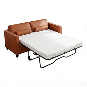 Mjkone Modern Faux Leather Convertible 2-in-1 Sleeper Sofa Bed