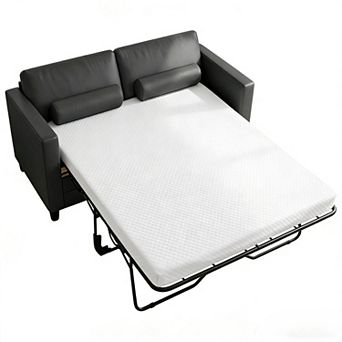 Mjkone Modern Faux Leather Convertible 2-in-1 Sleeper Sofa Bed