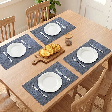 6 Pack Plastic Placemats for Kitchen Dining Table Decor Heat Resistant Table Mat 17.7x11.8 Inch