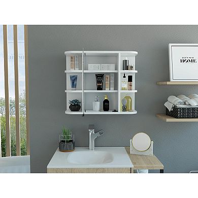 Milan Medicine Cabinet, Six External Shelves Mirror, Three Internal Shelves