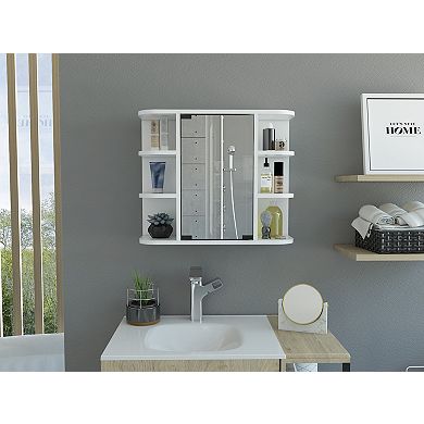 Milan Medicine Cabinet, Six External Shelves Mirror, Three Internal Shelves