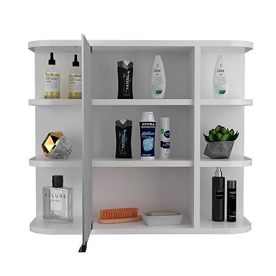 Milan Medicine Cabinet, Six External Shelves Mirror, Three Internal Shelves