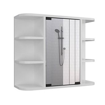 Milan Medicine Cabinet, Six External Shelves Mirror, Three Internal Shelves