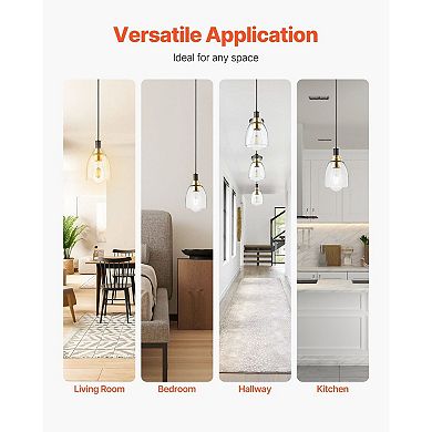 Glass Pendant Light Adjustable Hanging Ceiling Light