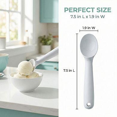 Ice Cream Scoop Aluminum Alloy Hangable Ergonomic Handle 7.5x1.9Inch