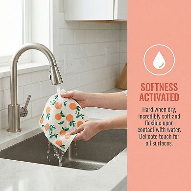 Reusable Swedish Kitchen Dish Cloths, 3 Pack Fruit Patten Towels Quick Dry Kitchen Dish Rags 8" x 7"