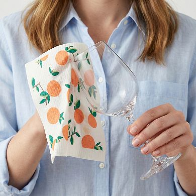 Reusable Swedish Kitchen Dish Cloths, 3 Pack Fruit Patten Towels Quick Dry Kitchen Dish Rags 8" x 7"