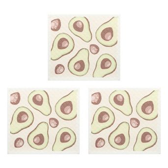 Reusable Swedish Kitchen Dish Cloths, 3 Pack Fruit Patten Towels Quick Dry Kitchen Dish Rags 8" x 7"