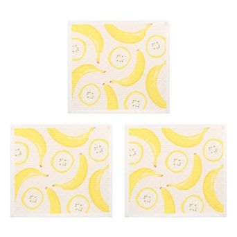 Reusable Swedish Kitchen Dish Cloths, 3 Pack Fruit Patten Towels Quick Dry Kitchen Dish Rags 8" x 7"