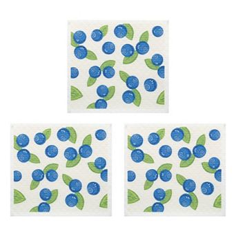 Reusable Swedish Kitchen Dish Cloths, 3 Pack Fruit Patten Towels Quick Dry Kitchen Dish Rags 8" x 7"