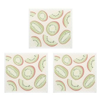 Reusable Swedish Kitchen Dish Cloths, 3 Pack Fruit Patten Towels Quick Dry Kitchen Dish Rags 8" x 7"