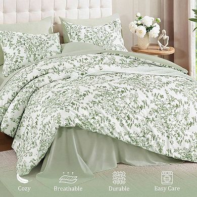Full Size Comforter Set with Floral Branch Patterns for All Seasons