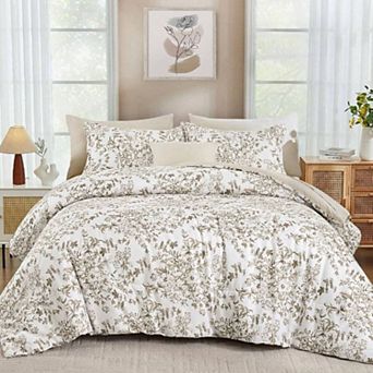 Full Size Comforter Set with Floral Branch Patterns for All Seasons