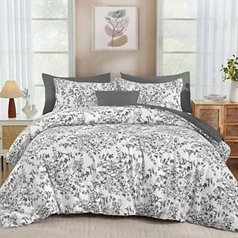 Full Size Comforter Set with Floral Branch Patterns for All Seasons