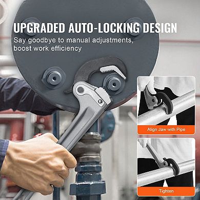 Aluminum Pipe Wrench with Heat-Treated 60CRV Alloy Jaws and Lightweight Design