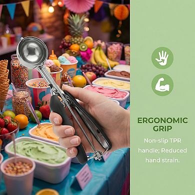 Ice Cream Scoop, 1 Pcs Stainless Steel Ice Cream Scooper with Reinforced Handle 8.7x2Inch