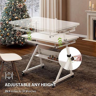 1500 Pieces Jigsaw Puzzle Table with 4 Drawers & Cover, Adjustable Crafting Table for Adults