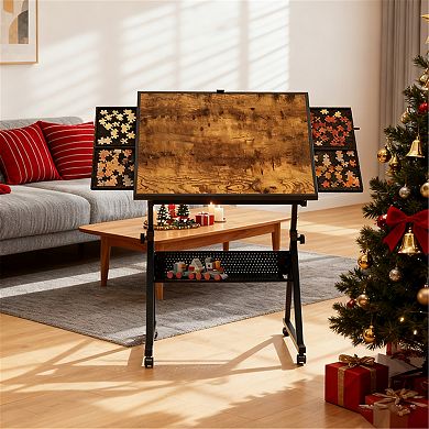 1500 Pieces Jigsaw Puzzle Table with 4 Drawers & Cover, Adjustable Crafting Table for Adults