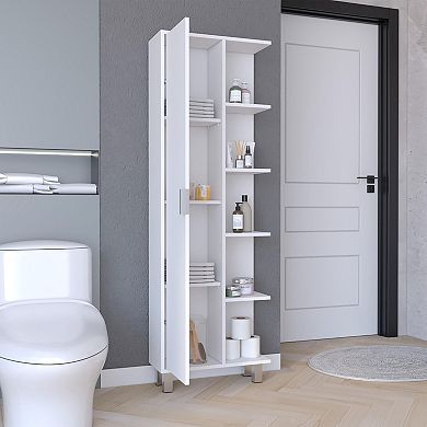 Crovie Linen 63-Inch High Bathroom Cabinet Storage Cabinet With Four Open Shelves