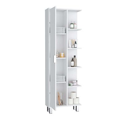 Crovie Linen 63-Inch High Bathroom Cabinet Storage Cabinet With Four Open Shelves