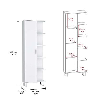Crovie Linen 63-Inch High Bathroom Cabinet Storage Cabinet With Four Open Shelves
