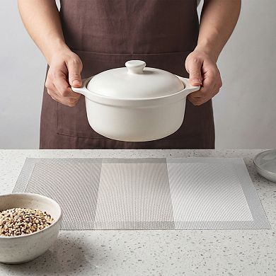 Rectangle Placemats 6 Pack Gradient Plastic Mats for Dining Heat Resistant Table Mat 17.7x11.8 Inch