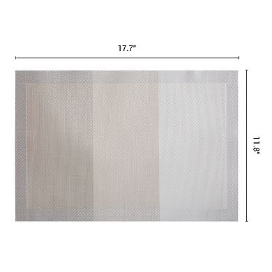 Rectangle Placemats 6 Pack Gradient Plastic Mats for Dining Heat Resistant Table Mat 17.7x11.8 Inch