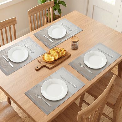 Rectangle Placemats 6 Pack Gradient Plastic Mats for Dining Heat Resistant Table Mat 17.7x11.8 Inch