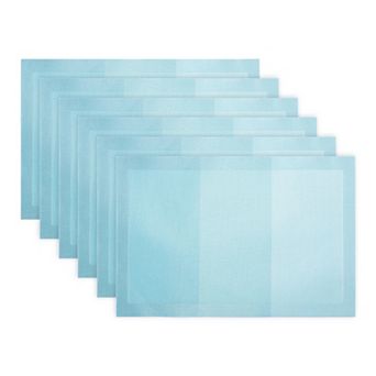 Rectangle Placemats 6 Pack Gradient Plastic Mats for Dining Heat Resistant Table Mat 17.7x11.8 Inch