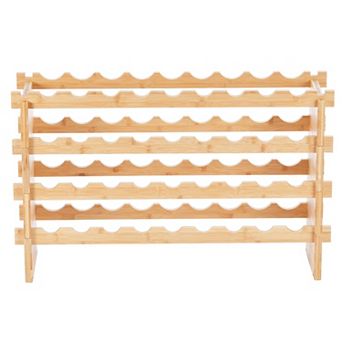 Stackable Wine Rack Freestanding Wicker Wood Wine Bottle Organizer