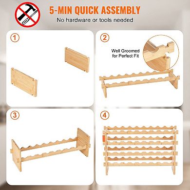 Stackable Wine Rack Freestanding Wicker Wood Wine Bottle Organizer