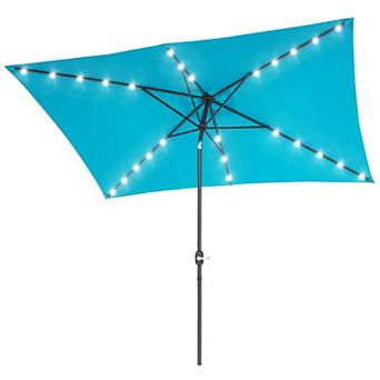 Sonkuki 10×6.5ft LED Rectangular Outdoor Patio Market Umbrella for Deck, Garden and Poolside