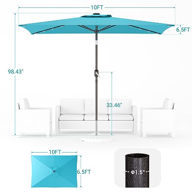Sonkuki 10×6.5ft LED Rectangular Outdoor Patio Market Umbrella for Deck, Garden and Poolside