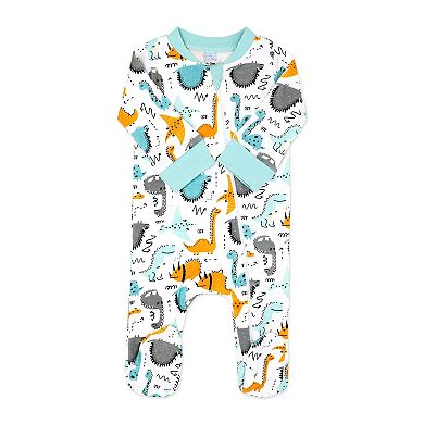 Baby Boys Dinosaur Zippered Footed Sleeper