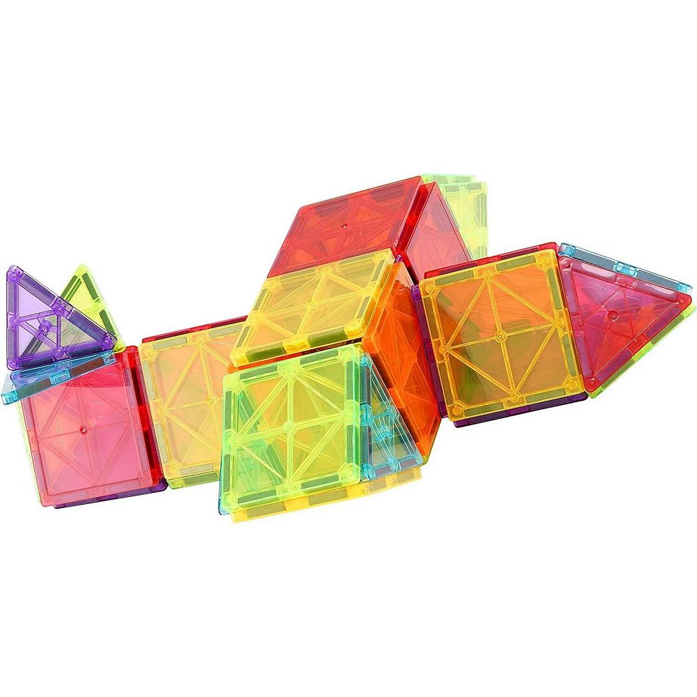 55-Piece Magnetic Building Tiles Set for Kids with Car Base and ...