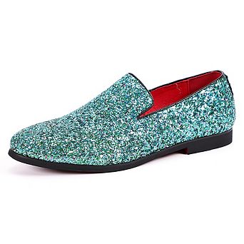 Men's Glitter Dress Loafers Pointed Toe Slip-On Formal Party Shoes